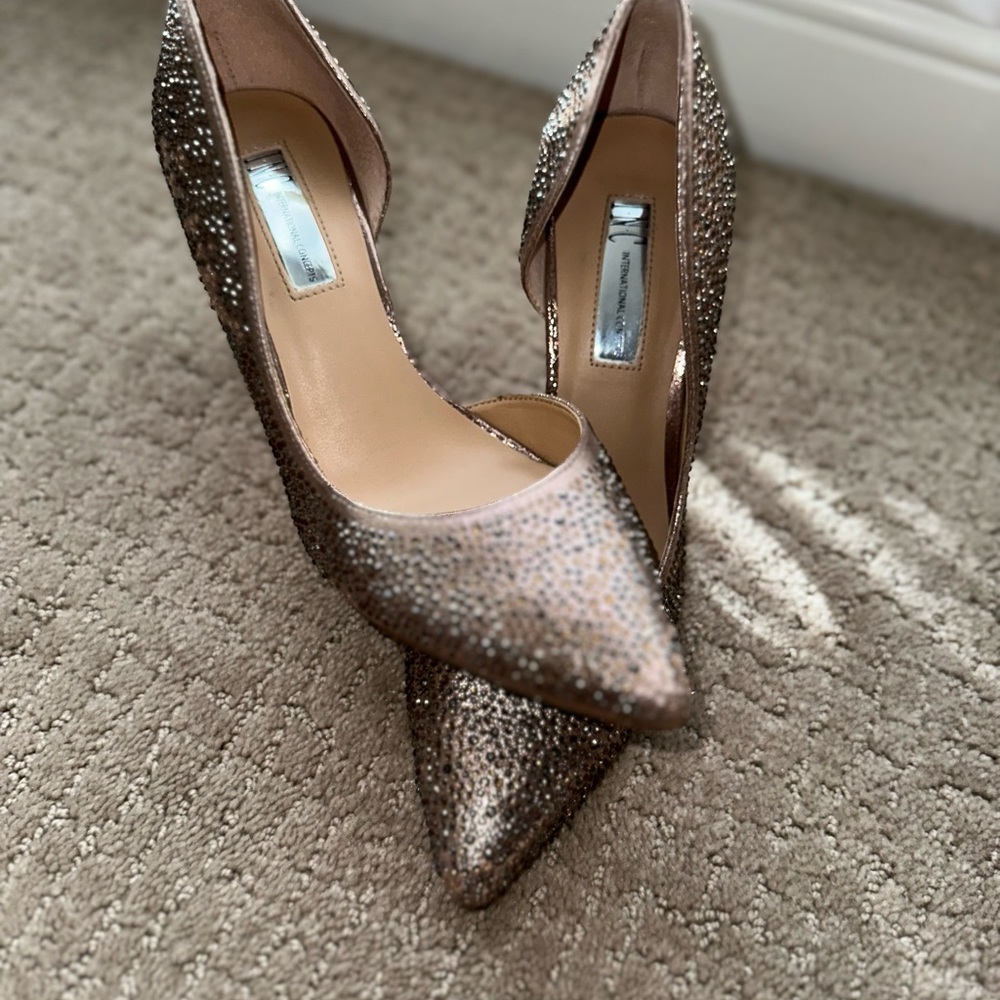 INC International Concepts Bronze Stiletto Heels with Pointed Toe
